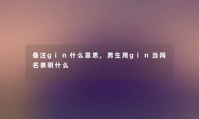 备注gin什么意思,男生用gin当网名表明什么