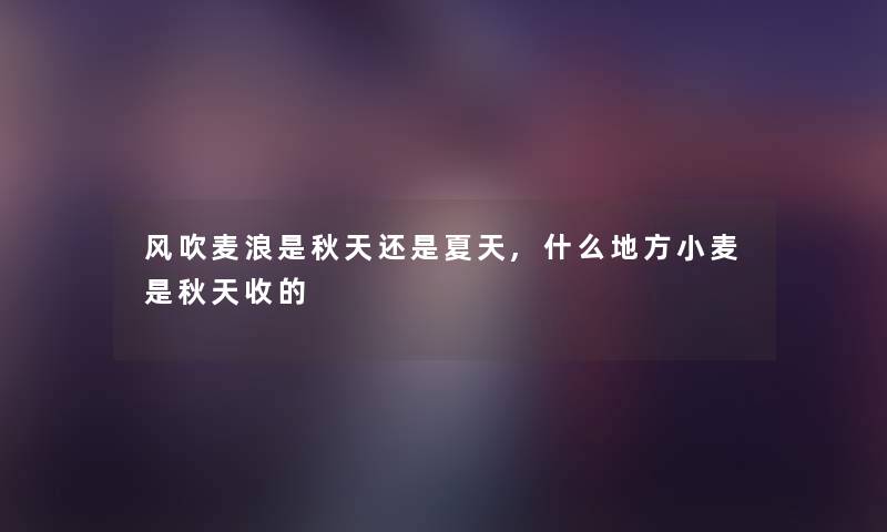 风吹麦浪是秋天还是夏天,什么地方小麦是秋天收的