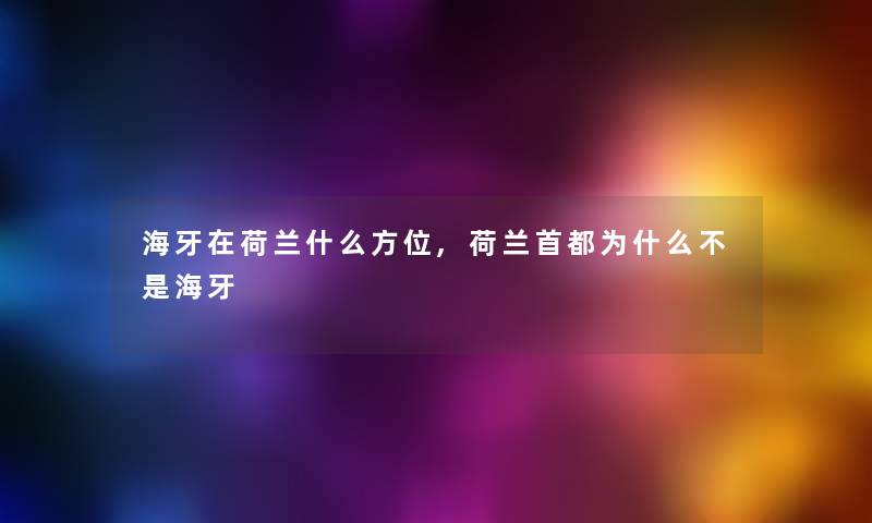 海牙在荷兰什么方位,荷兰首都为什么不是海牙
