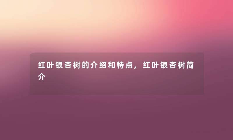 红叶银杏树的介绍和特点,红叶银杏树简介