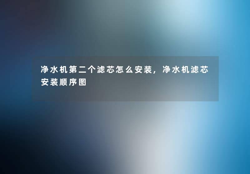 净水机第二个滤芯怎么安装,净水机滤芯安装顺序图