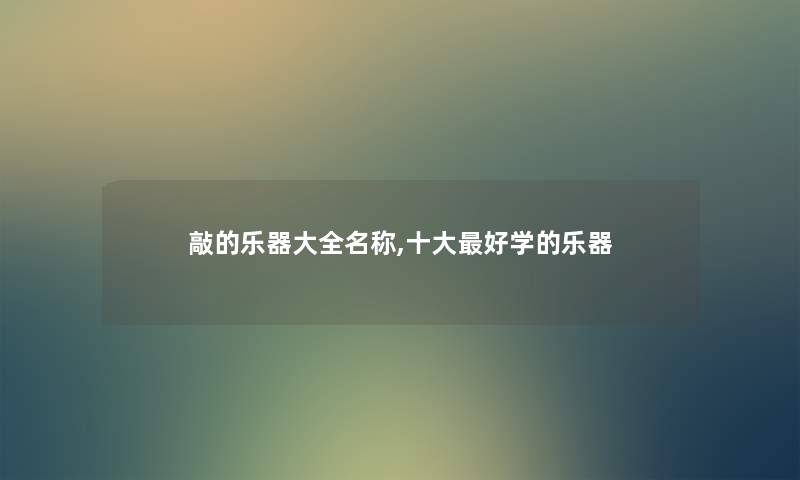 敲的乐器大全名称,一些好学的乐器