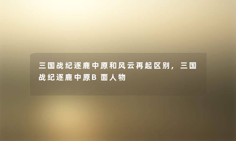 三国战纪逐鹿中原和风云再起区别,三国战纪逐鹿中原B面人物 三国战纪逐鹿中原和风云再起区别,三国战纪逐鹿中原B面人物