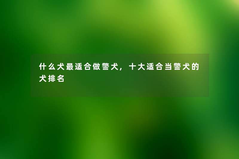 什么犬适合做警犬,一些适合当警犬的犬推荐 什么犬适合做警犬,一些适合当警犬的犬推荐