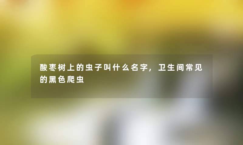 酸枣树上的虫子叫什么名字,卫生间常见的黑色爬虫 酸枣树上的虫子叫什么名字,卫生间常见的黑色爬虫