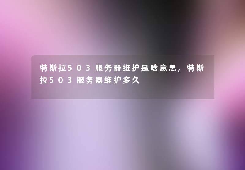 特斯拉503服务器维护是啥意思,特斯拉503服务器维护多久 特斯拉503服务器维护是啥意思,特斯拉503服务器维护多久