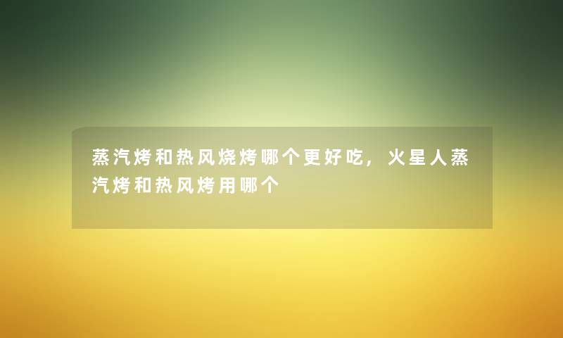 蒸汽烤和热风烧烤哪个更好吃,火星人蒸汽烤和热风烤用哪个