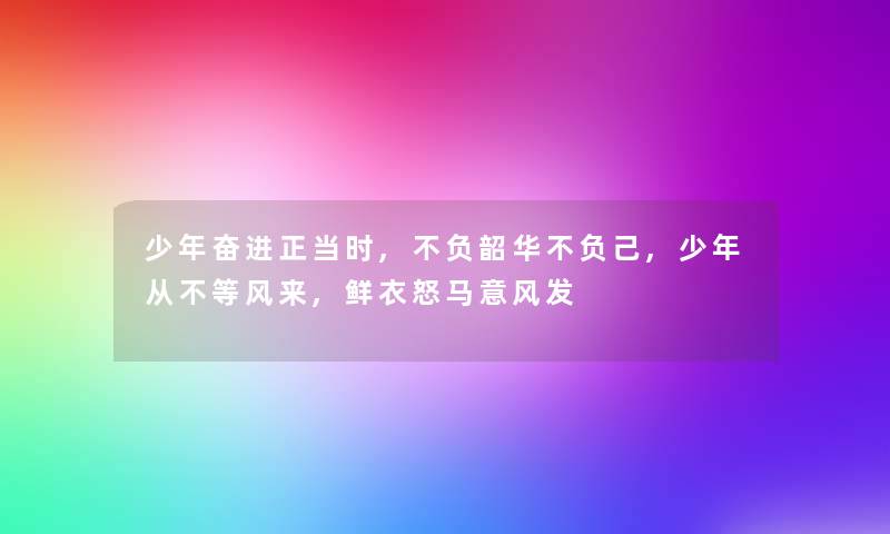少年奋进正当时,不负韶华不负己,少年从不等风来,鲜衣怒马意风发 少年奋进正当时,不负韶华不负己,少年从不等风来,鲜衣怒马意风发