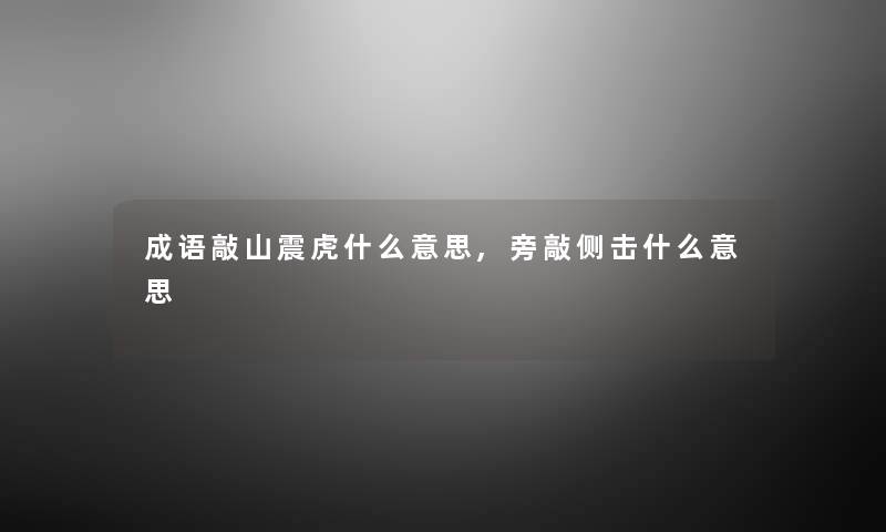 成语敲山震虎什么意思,旁敲侧击什么意思