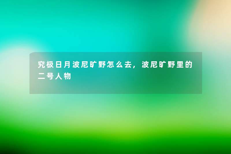 究极日月波尼旷野怎么去,波尼旷野里的二号人物 究极日月波尼旷野怎么去,波尼旷野里的二号人物