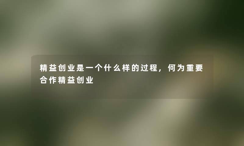 精益创业是一个什么样的过程,何为重要合作精益创业 精益创业是一个什么样的过程,何为重要合作精益创业