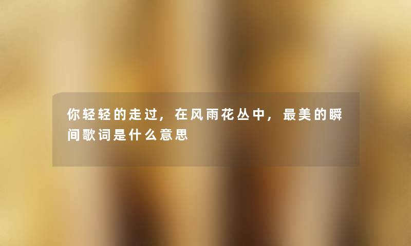 你轻轻的走过,在风雨花丛中,美的瞬间歌词是什么意思