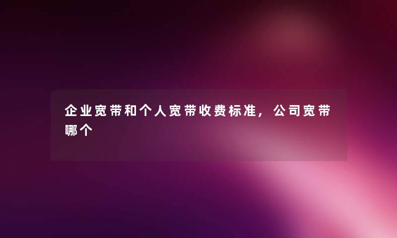 企业宽带和个人宽带收费标准,公司宽带哪个