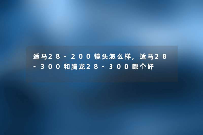 适马28-200镜头怎么样,适马28-300和腾龙28-300哪个好
