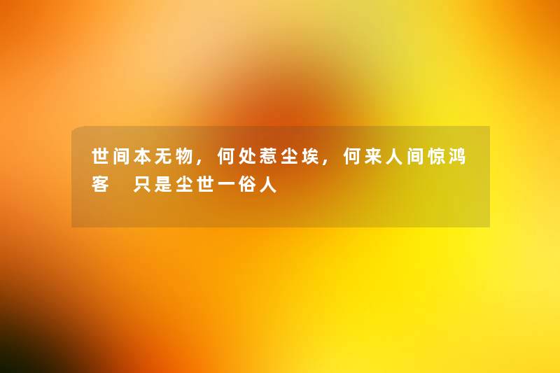 世间本无物,何处惹尘埃,何来人间惊鸿客 只是尘世一俗人 世间本无物,何处惹尘埃,何来人间惊鸿客 只是尘世一俗人