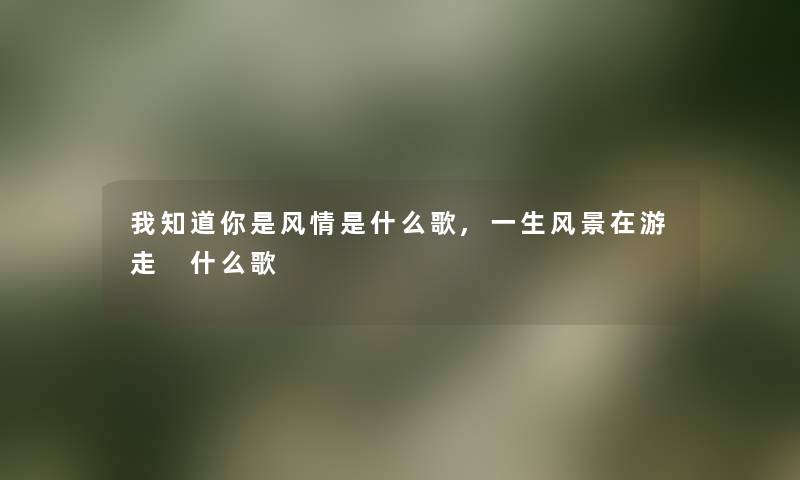 我知道你是风情是什么歌,一生风景在游走 什么歌