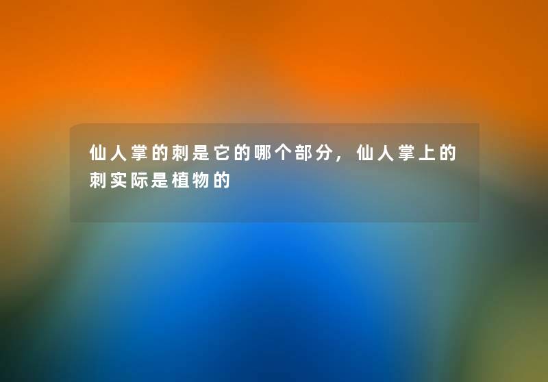 仙人掌的刺是它的哪个部分,仙人掌上的刺实际是植物的
