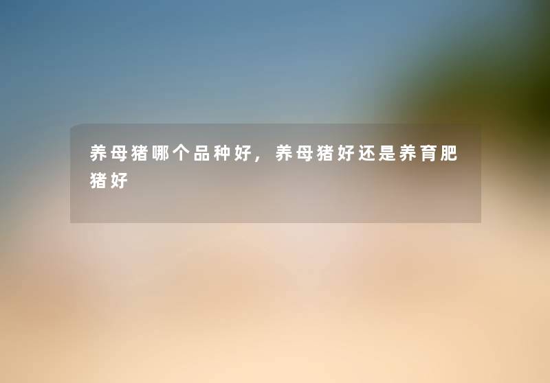 养母猪哪个品种好,养母猪好还是养育肥猪好 养母猪哪个品种好,养母猪好还是养育肥猪好